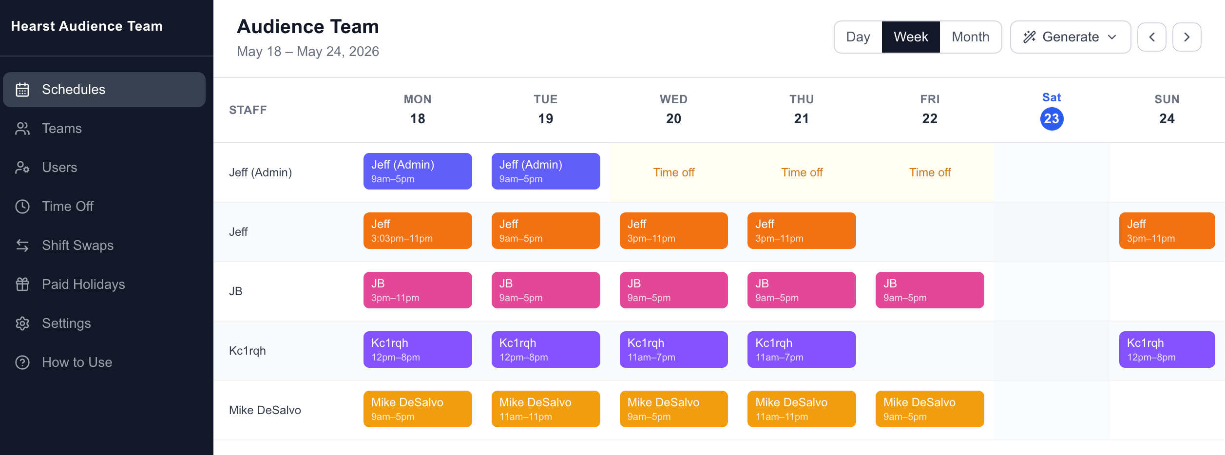 Schedule My Team app screenshot